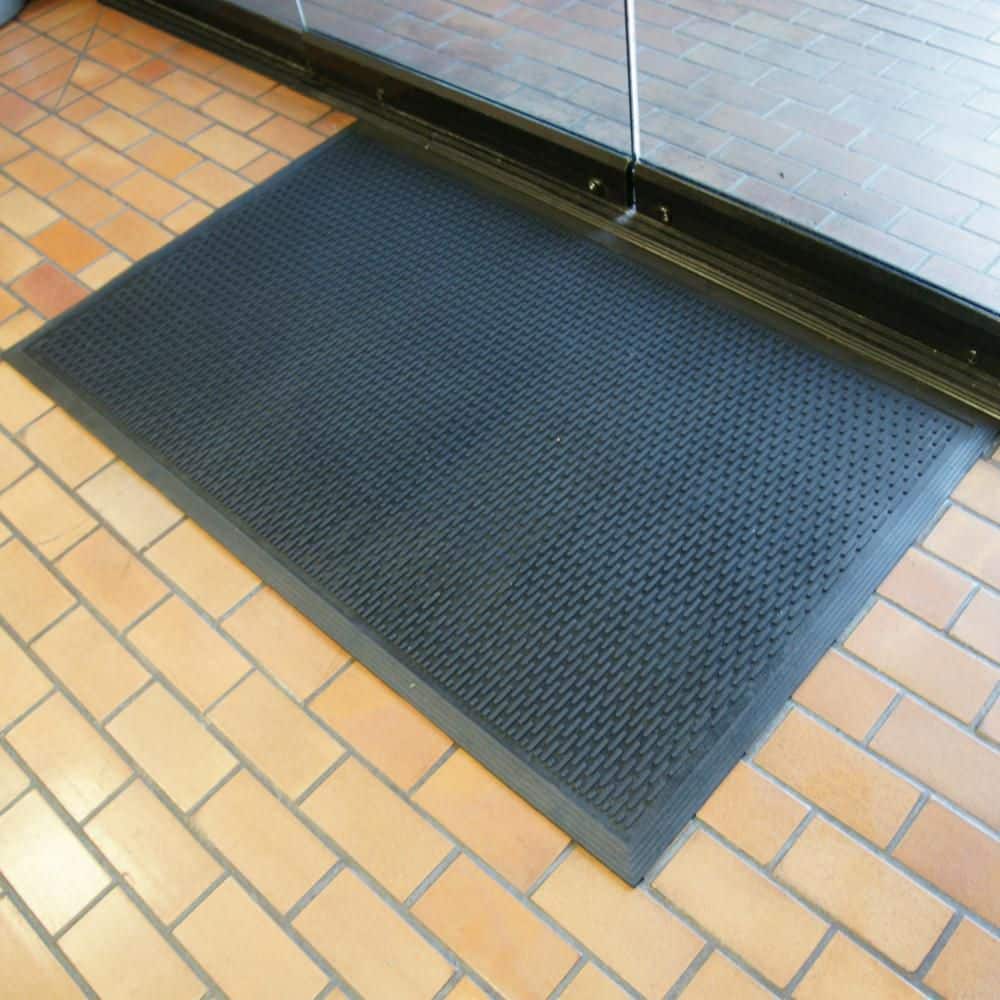 Black Rubber Outdoor Anti-Slip Entrance Door Mat 36" x 60"