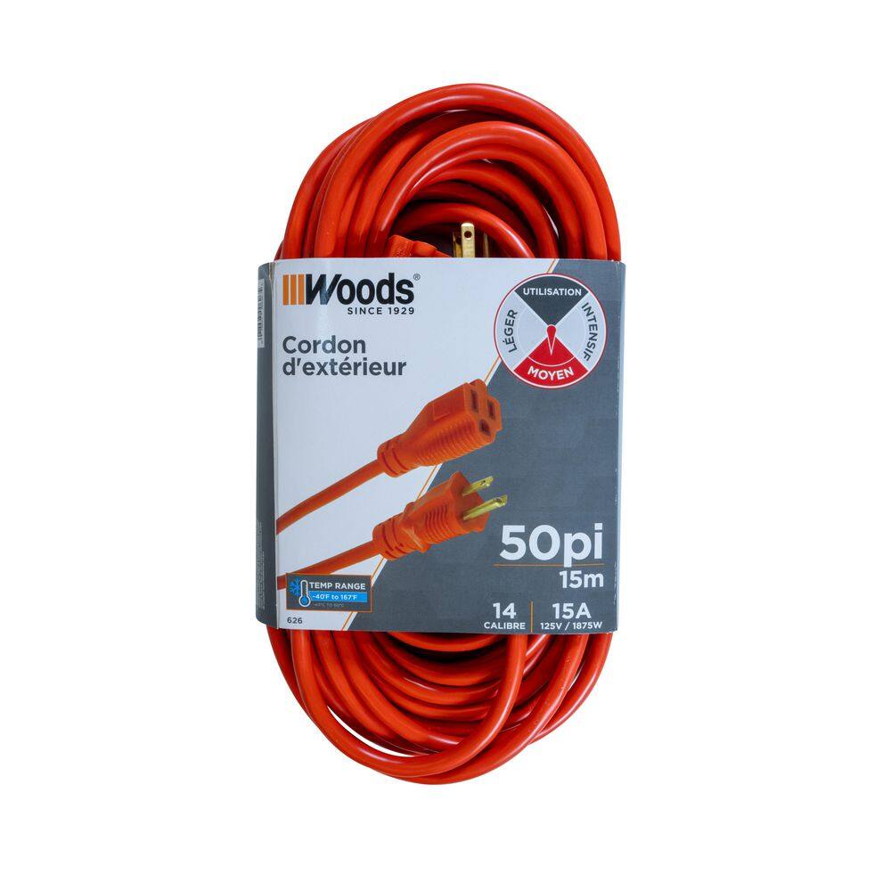 Husky 50 ft. 14/3 SJTW Orange Medium-Duty Extension Cord 626 - The Husky 50 ft. 14/3 SJTW Orange Medium-Duty Extension Cord 626 - The