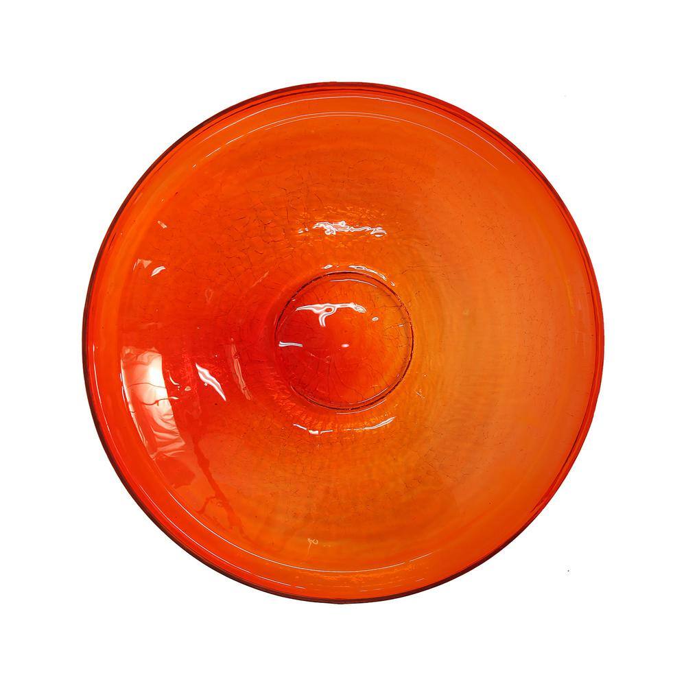 Red Crackle Hand-Blown Glass Hanging Birdbath Bowl