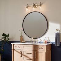 Erta 24 in. 3-Light Champagne Bronze Bathroom Vanity Light with Clear Glass Shades