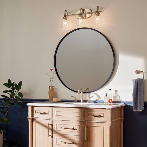 Erta 24 in. 3-Light Champagne Bronze Bathroom Vanity Light with Clear Glass Shades