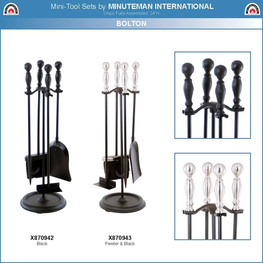 Black Cast Iron 24" Traditional Fireplace Tool Set