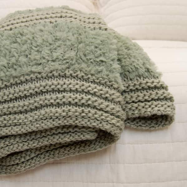 DONNA SHARP Plush Knit Sage Polyester Throw Blanket