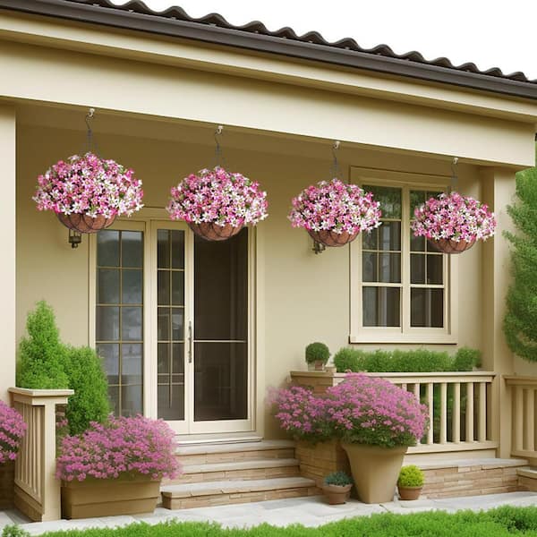 19 .7 in. Pink Artificial Hanging Flowers Outdoors Indoors, Fake