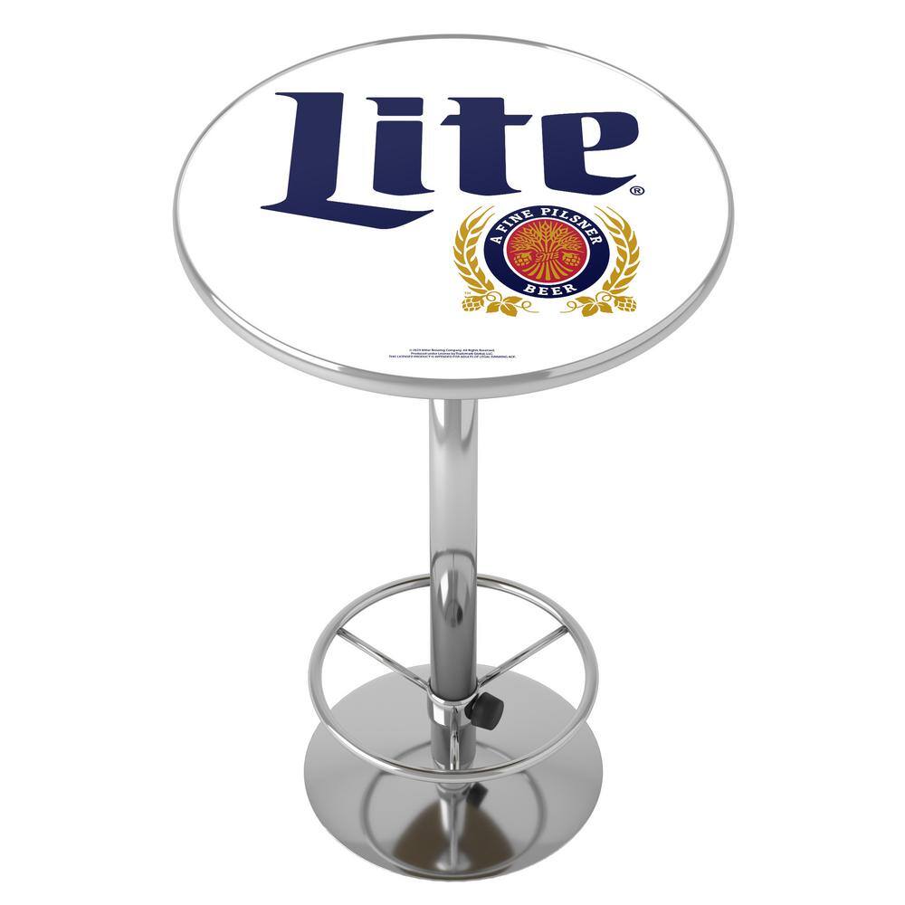 Miller Lite Retro White 42 in. Bar Table