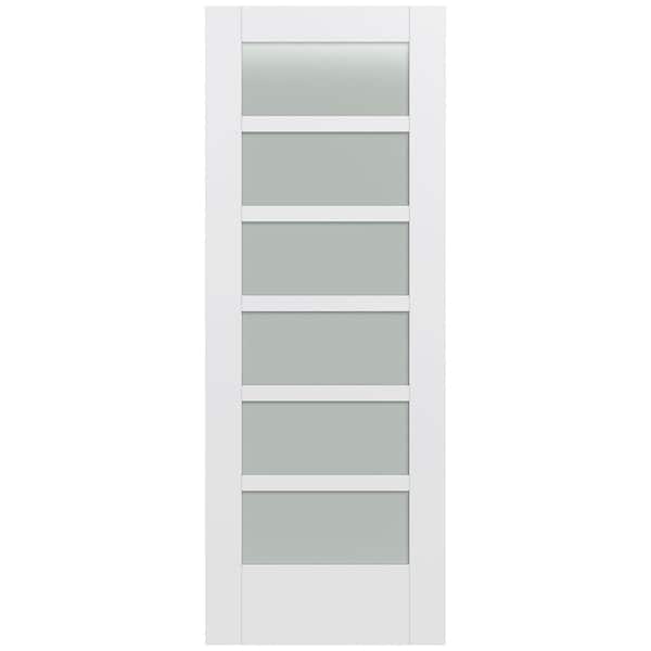 JELD-WEN 32 in. x 80 in. MODA Primed PMT1066 Solid Core Wood Interior Door Slab w/Translucent Glass