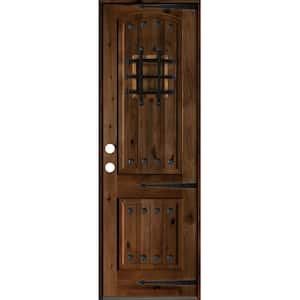 30 in. x 96 in. Mediterranean Knotty Alder Arch Top Provincial Stain Right-Hand Inswing Wood Single Prehung Front Door