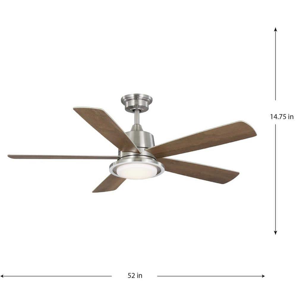 Tarsus 52-Inch Brushed Nickel Ceiling Fan with LED Light