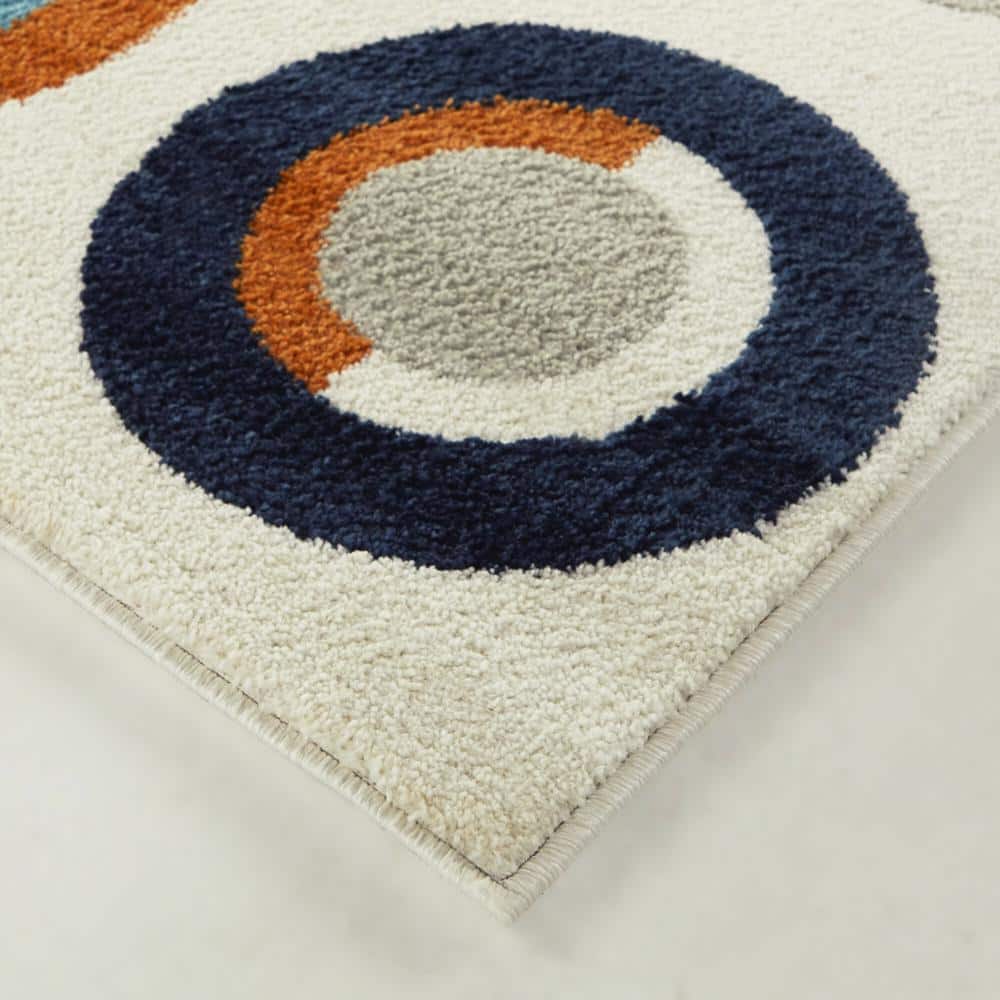 Curie Multicolor Geometric Kids' Synthetic Area Rug
