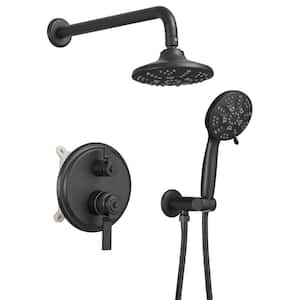 Single Handle 5-Spray Shower Faucet 1.8 GPM with Pressure Balance Wall Mount Shower System with Valve in Matte Black