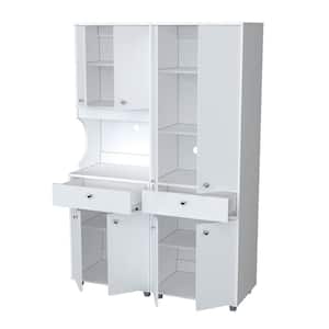 Ready to Assemble 47.2 in. W x 70.5 in. H x 17 in. D Kitchen Storage Utility Cabinet in White (2-Piece)