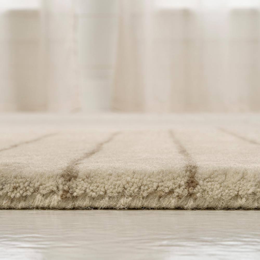 Ivory Beige Abstract Handwoven Wool 6' x 9' Area Rug