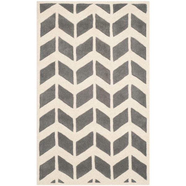 SAFAVIEH Chatham Dark Grey/Ivory 2 ft. x 3 ft. Chevron Area Rug