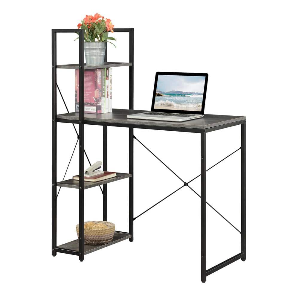 Charcoal Gray 36" Office Workstation Desk with Filing Cabinet