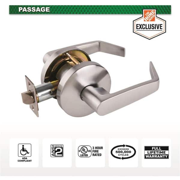 Universal Hardware Universal Hardware Heavy Duty Commercial Cylindrical Passage (Bed/Bath) Lever ADA UL 3-Hr Fire ANSI Grade 2 Satin Chrome