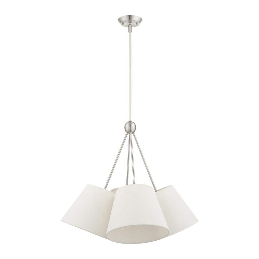 Prato Modern 4-Light Chandelier with Oatmeal Fabric Shade