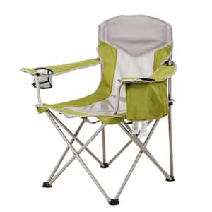 Green and Gray Foldable Oversized Mesh Camping Chair with Cooler