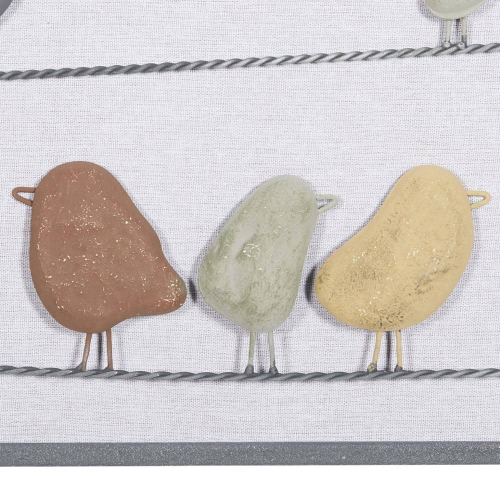 Multi Colored Metal Bird Wall Sculpture with Weathered Embellishment
