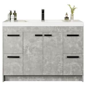 Lugano 48 in. W x 20 in. D x 36 in. H Single Bath Vanity in Cement Gray with White Acrylic Top and White Integrated Sink