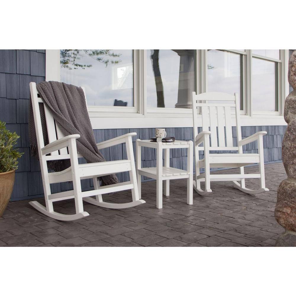 White Recycled Plastic Presidential Rocking Chair with Arms