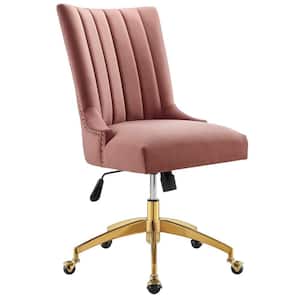 Empower Tufted Dusty Rose Performance Velvet Seat Office Chair with Polished Gold Metal Base