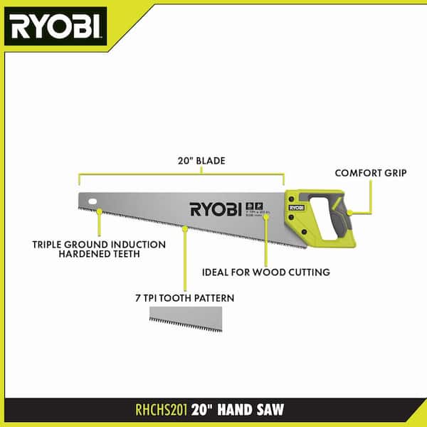 RYOBI - 20 in. 7 TPI Hand Saw with Steel Blade