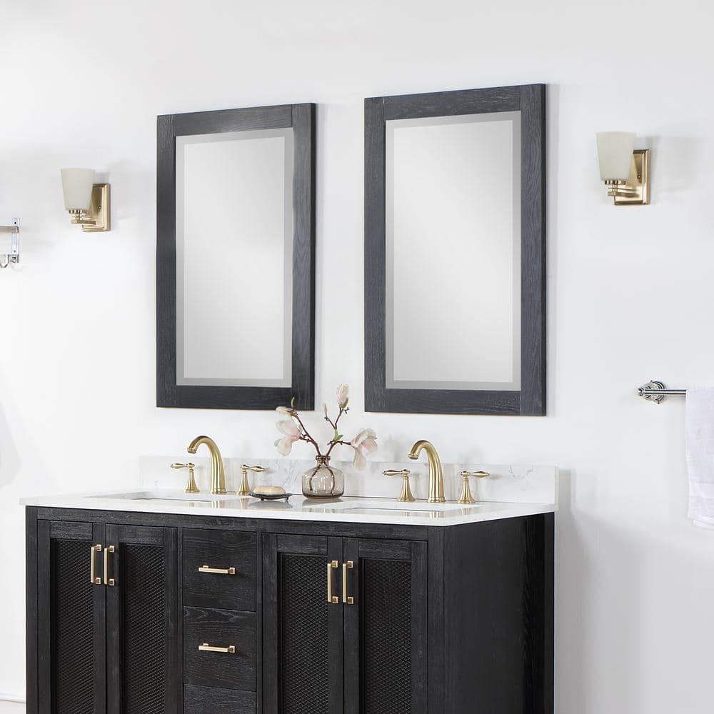 Ivy Black Oak Rectangular Wood Framed Wall Mirror
