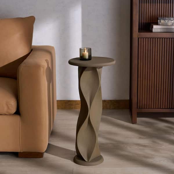 SAFAVIEH Zaylyn 11.8 in. Tan Specialty Metal Top End Table