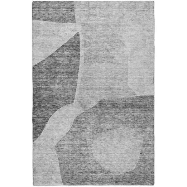 Dream Shag Premium Machine Washable Abstract ADS665 Silver 5 ft. x 7 ft. 6 in. Area Rug