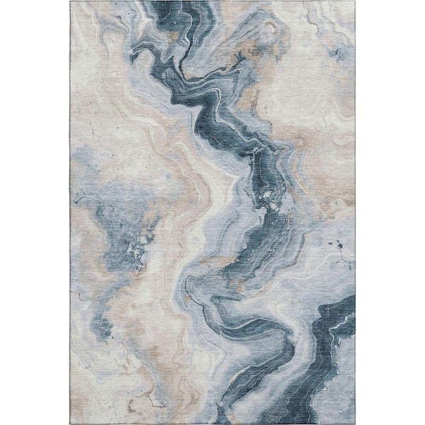 Mayfield Premium Machine Washable Abstract AMF1862 Beige 8 ft. x 10 ft. Area Rug