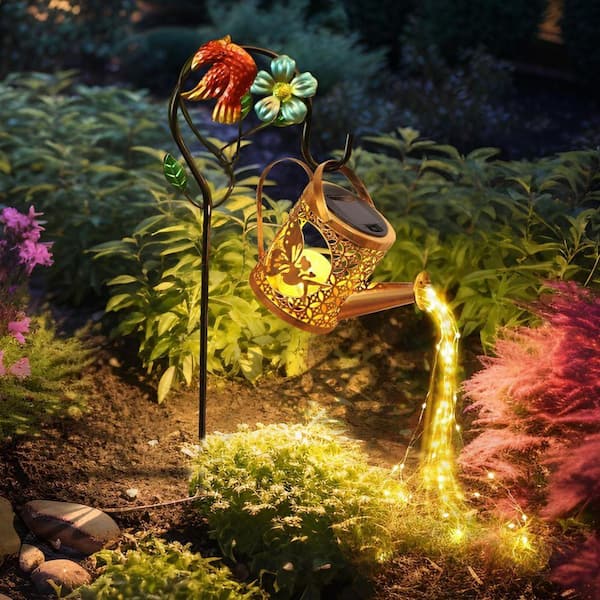 FAWEY TRED INC Solar Lights Garden Decor Bronze Fairy Watering Can