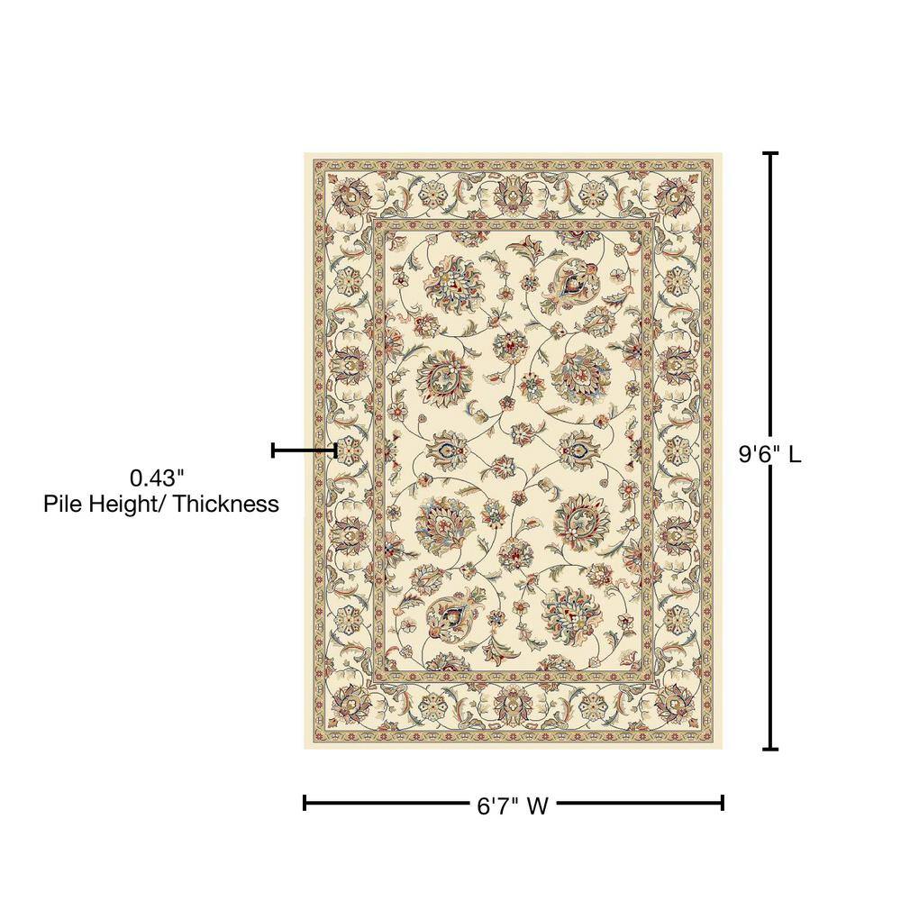 Ivory Elegance 6'7" x 9'6" Hand-Knotted Style Synthetic Area Rug