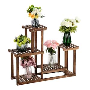 28 in. Tall Indoor/Outdoor Pine Wood Plant Stand (4-Layers)
