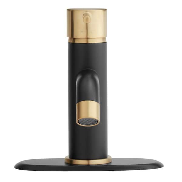 Glacier Bay Modern Single-Handle Single-Hole Low-Arc Bathroom Faucet in 2 Toned Matte Gold and Matte Black - image 5