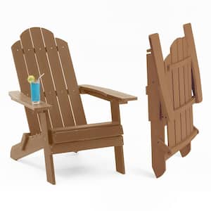 Teak Plastic Outdoor Patio Folding Adirondack Chair