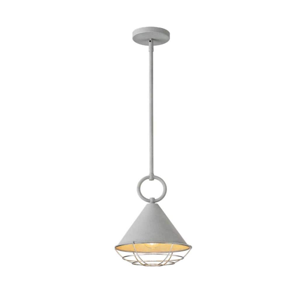 9.6 In. 60-Watt 1 Light Frosted Grey Finish Pendant Light with Metal Shade, No Bulbs Included price history on PriceWatchPro