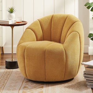 Glaucus Swivel Yellow Fabric Barrel Chair