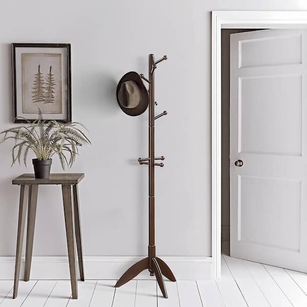 Synergy 70 in. Solid Wood Coat Rack in Dark Brown Finish