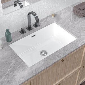 23.625 in. Rectangular Undermount Bathroom Sink in White Vitreous China Bath Sink with Overflow Drain