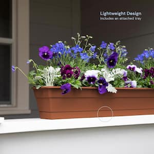 Dura Cotta 18 in. Terra Cotta Plastic Window Box Planter with Tray