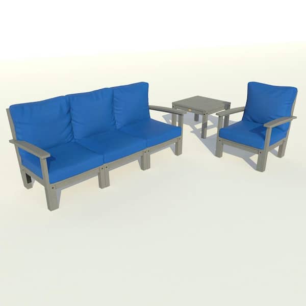 Highwood Bespoke Deep Seating 1-Piece Plastic Outdoor Couch Chair and Side Table with Cushions