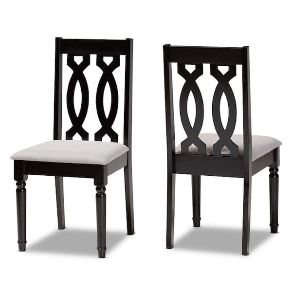 Baxton Studio Cherese Grey and Dark Brown Dining Chair (Set of 2)