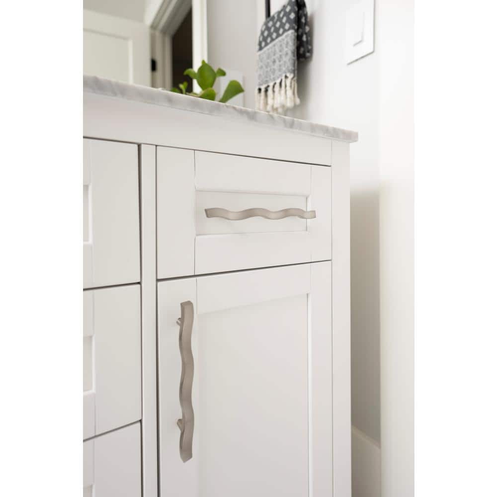 Satin Nickel Wave Designer Cabinet Handle, 5-inch