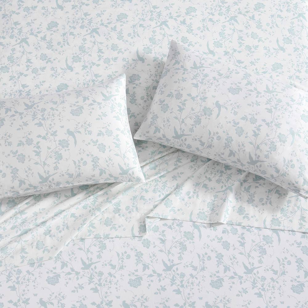 Garden Palace Blue Floral Cotton Standard Pillowcase Pair