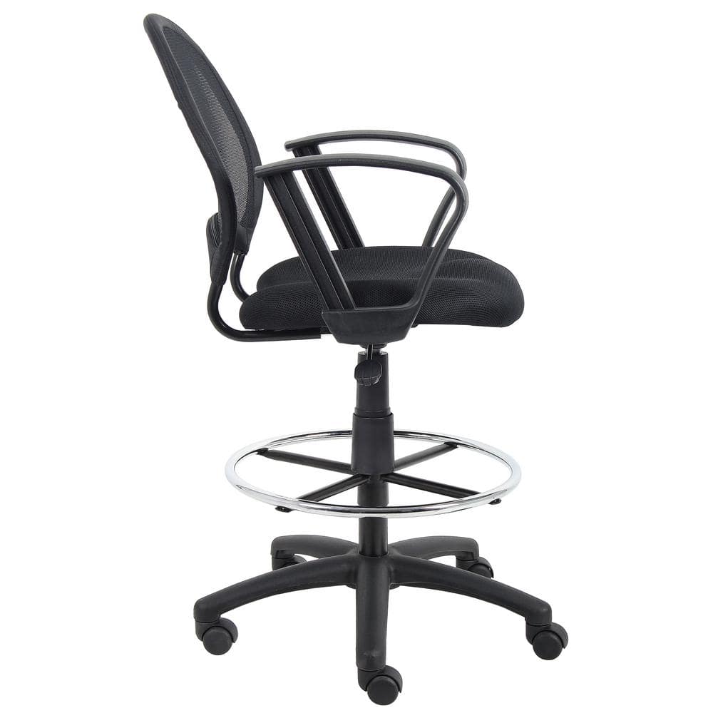 Black Mesh High Back Swivel Drafting Chair with Fixed Arms