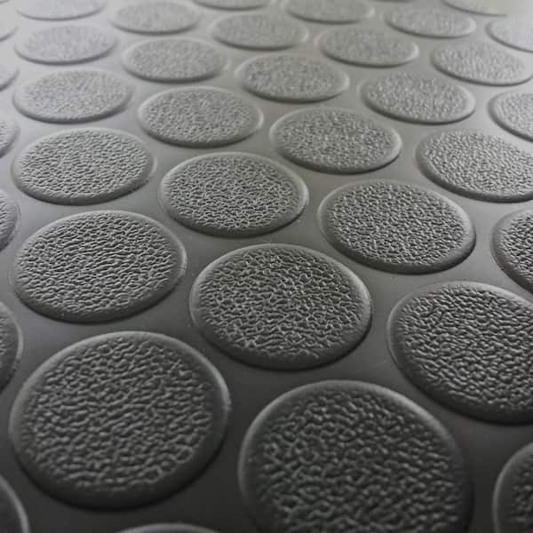 Rubber-Cal Coin Grip 4 ft. x 13 ft. Dark Grey Commercial Grade PVC Flooring
