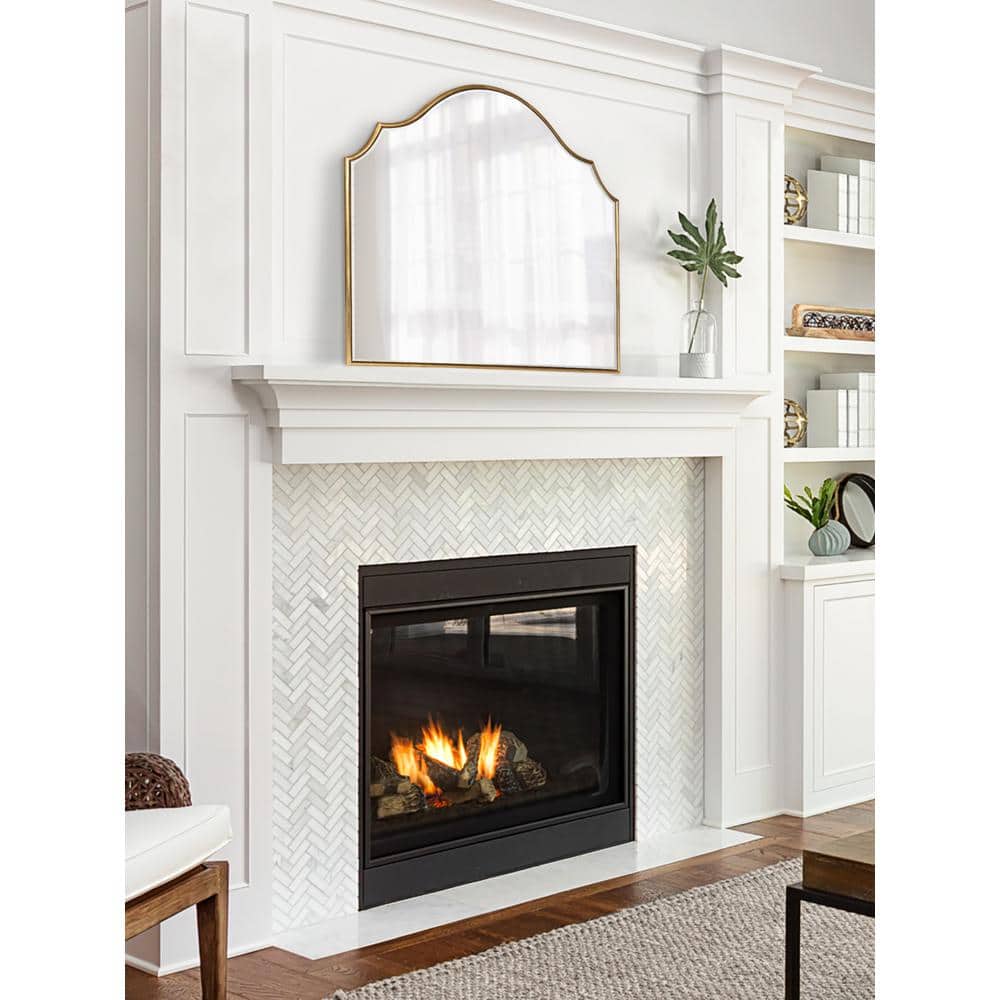 Elegant Gold Scalloped Full-Length Wood Mirror 31.5" x 27.5"