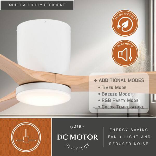 VAXCEL Maplewood 52 in. Matte White Light Maple, Flush Mount