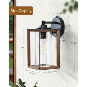 13.4 in. Brown Dusk to Dawn Outdoor Hardwired Wall Lantern Scone with No Bulbs Included