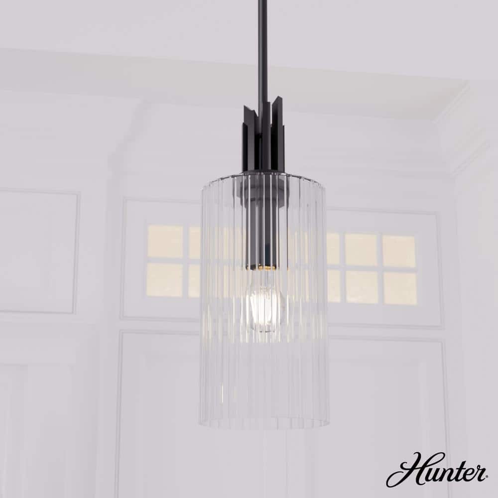 Gatz 60-Watt 1-Light Matte Black Island Mini Pendant Light with Clear Fluted Glass Shade, Bulb Not Included price history on PriceWatchPro